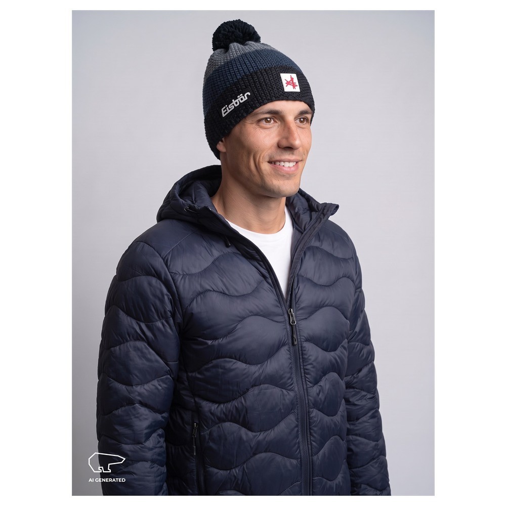 Czapka narciarska Eisbar Star Pompon MÜ SA Black Cobalt Grey 2027
