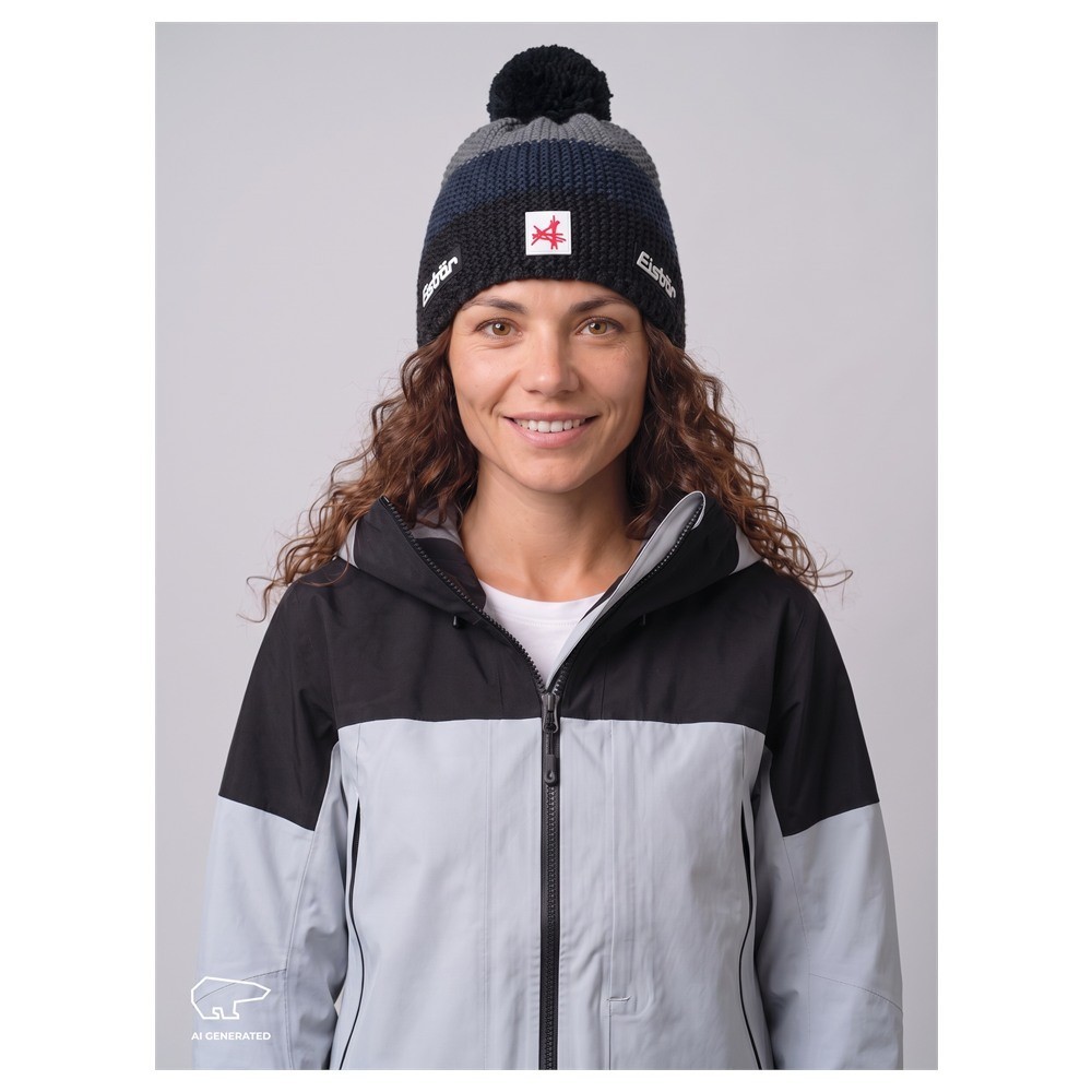 Czapka narciarska Eisbar Star Pompon MÜ SA Black Cobalt Grey 2027
