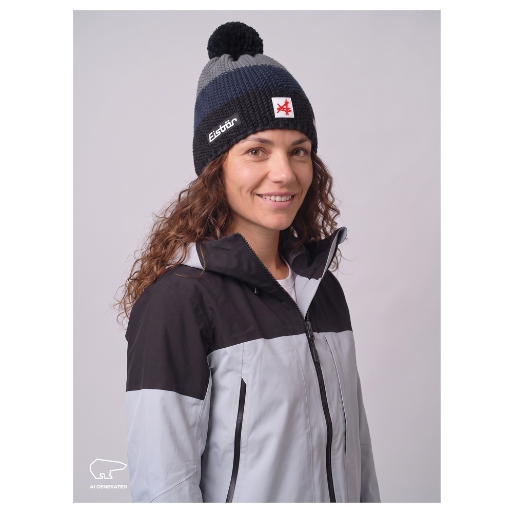 Czapka narciarska Eisbar Star Pompon MÜ SA Black Cobalt Grey 2027