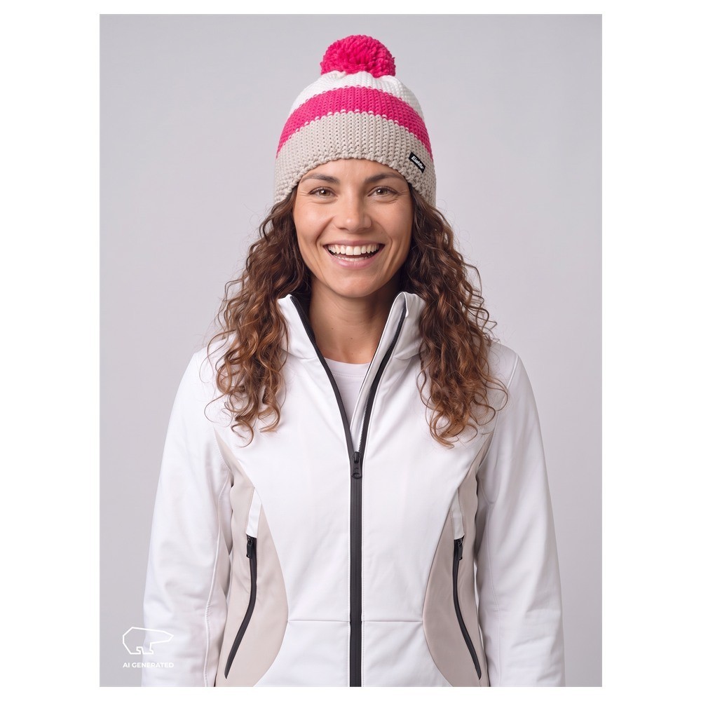 Czapka narciarska Eisbar Star Pompon Brushed Silver Pitti Pink White 2027
