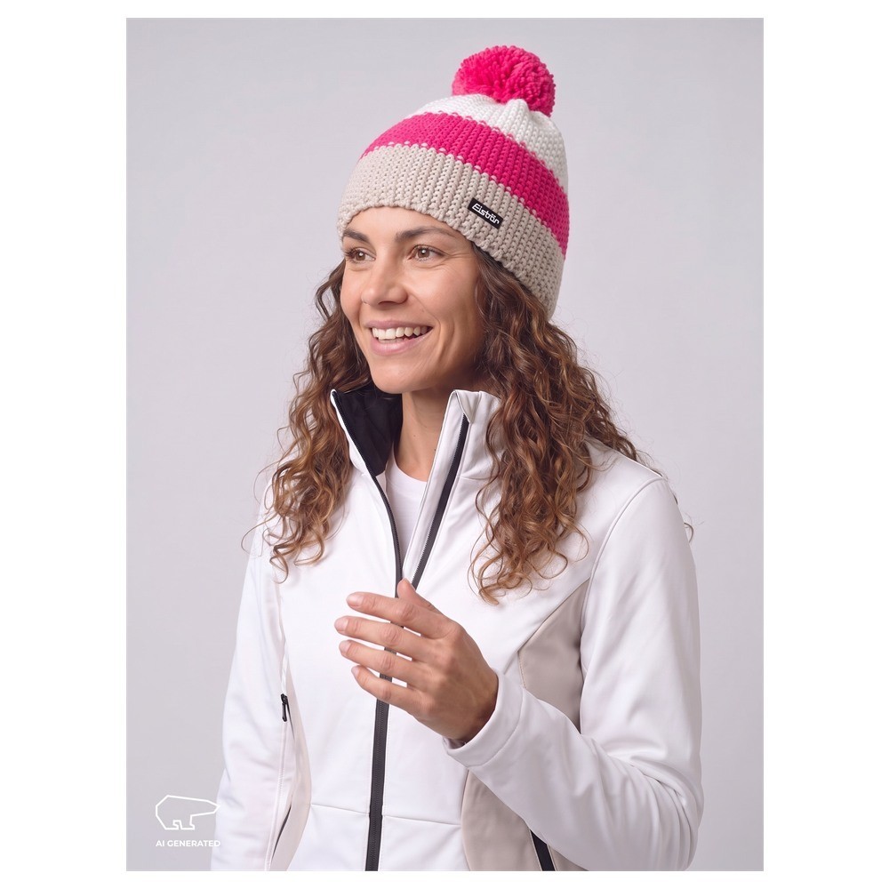Czapka narciarska Eisbar Star Pompon Brushed Silver Pitti Pink White 2027