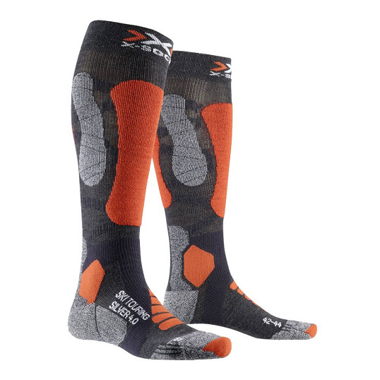 Skarpety narciarskie X-Socks Ski Touring Silver 4.0 Anthracite Melange Orange Fluo