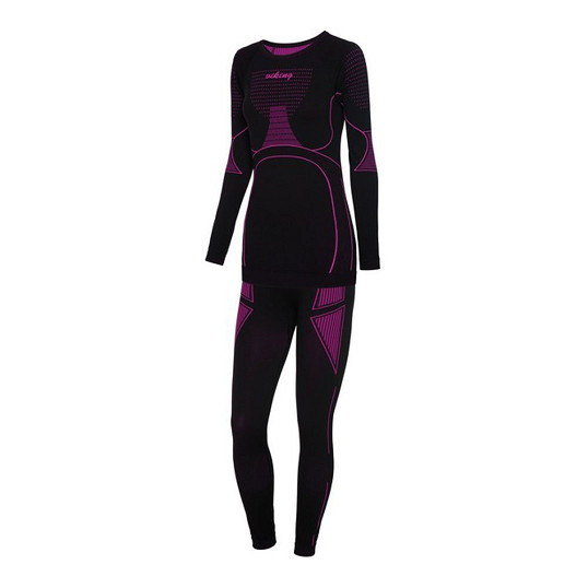Komplet bielizna damska termoaktywna Viking Etna 3/4 Leg Set Black Pink - OUTLET