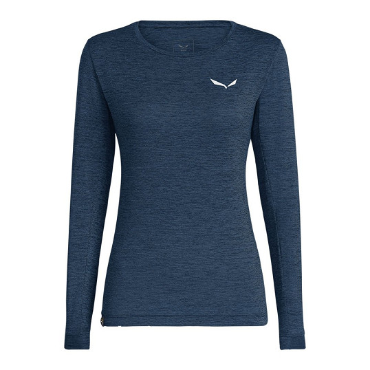 Koszulka techniczna damska Salewa Puez Melange Dry Long Tee Navy Blazer Melange - OUTLET