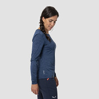 Koszulka techniczna damska Salewa Puez Melange Dry Long Tee Navy Blazer Melange - OUTLET