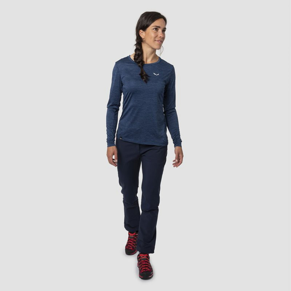 Koszulka techniczna damska Salewa Puez Melange Dry Long Tee Navy Blazer Melange - OUTLET