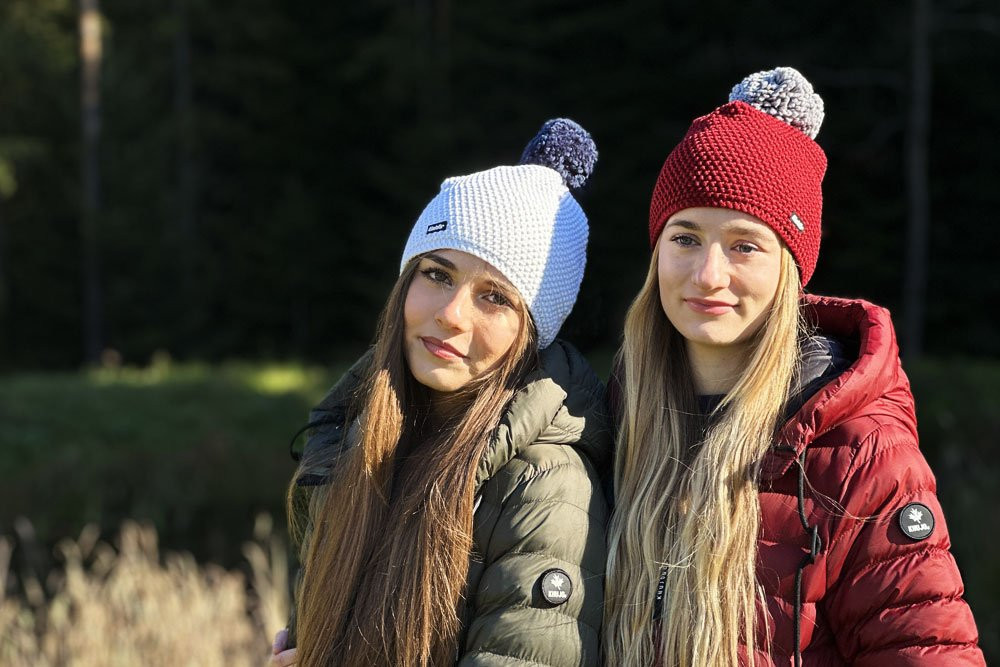 Czapka narciarska Eisbar Jamie Pompon Burgund Grey 2025