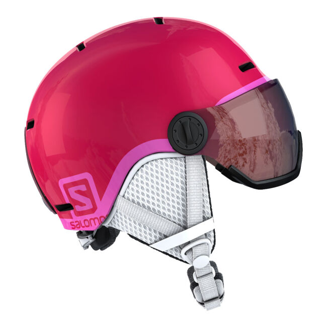 Kask narciarski dziecięcy Salomon Grom Visor Glossy Pink 2023