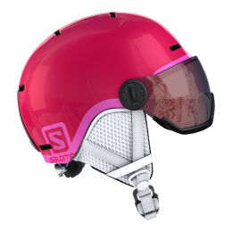 Kask narciarski dziecięcy Salomon Grom Visor Glossy Pink 2022