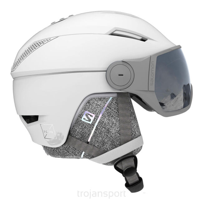 Kask narciarski damski Salomon Icon Visor White Silver S2 2021