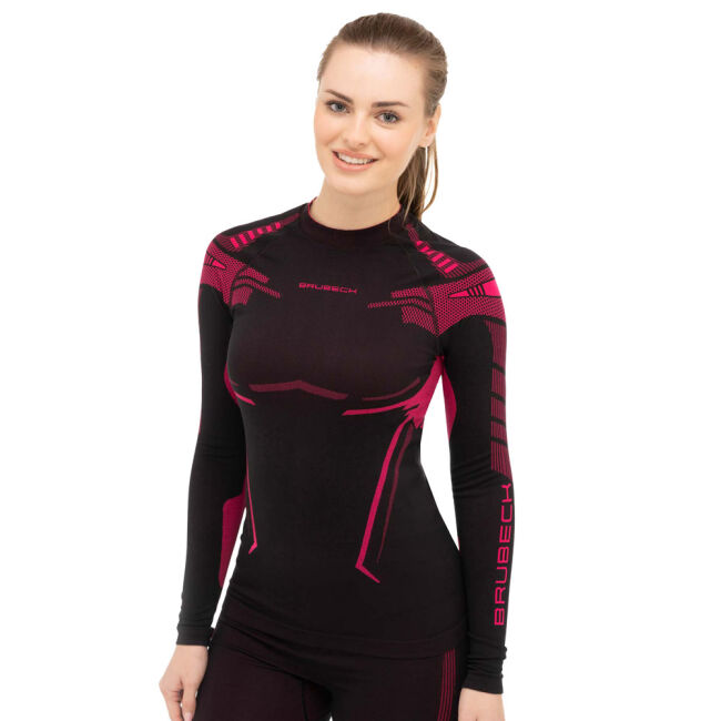 Bluza koszulka damska termoaktywna Brubeck Dry Black Fuchsia 2025