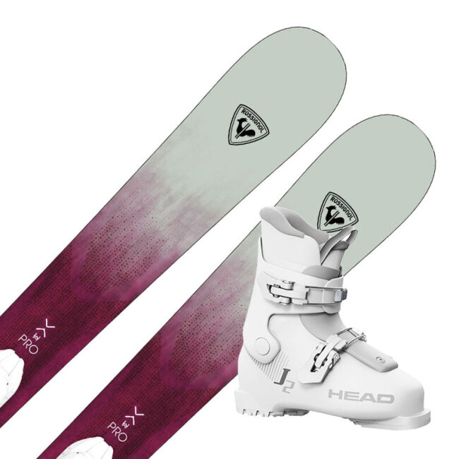 Zestaw zjazdowy dziecięcy Rossignol Experience W Pro +  Head J2 White Grey JR 2025