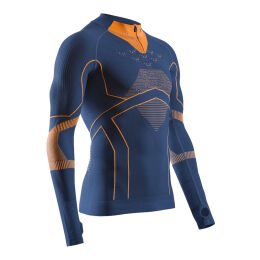 Bluza męska termoaktywna termiczna X- Bionic Energy Accumulator Light Shirt LS 1/2 Zip Marine Orange 2025
