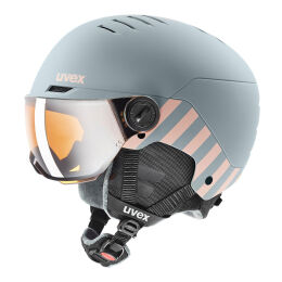 Kask narciarski dziecięcy Uvex Rocket Jr Visor Rhino Blush Mat S2 2025