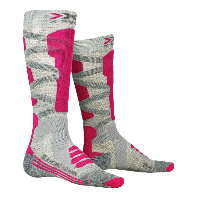 Skarpety narciarskie damskie X-Socks Ski Silk Merino 4.0 Wmn Grey Pink 2023