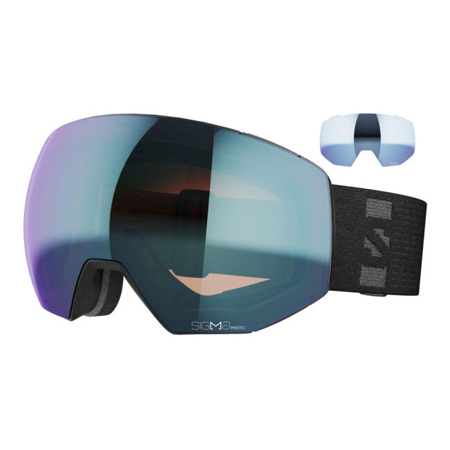 Gogle narciarskie snowboardowe Salomon Radium Prime Black Sigma Photo Sky Blue OTG z fotochromem 2023